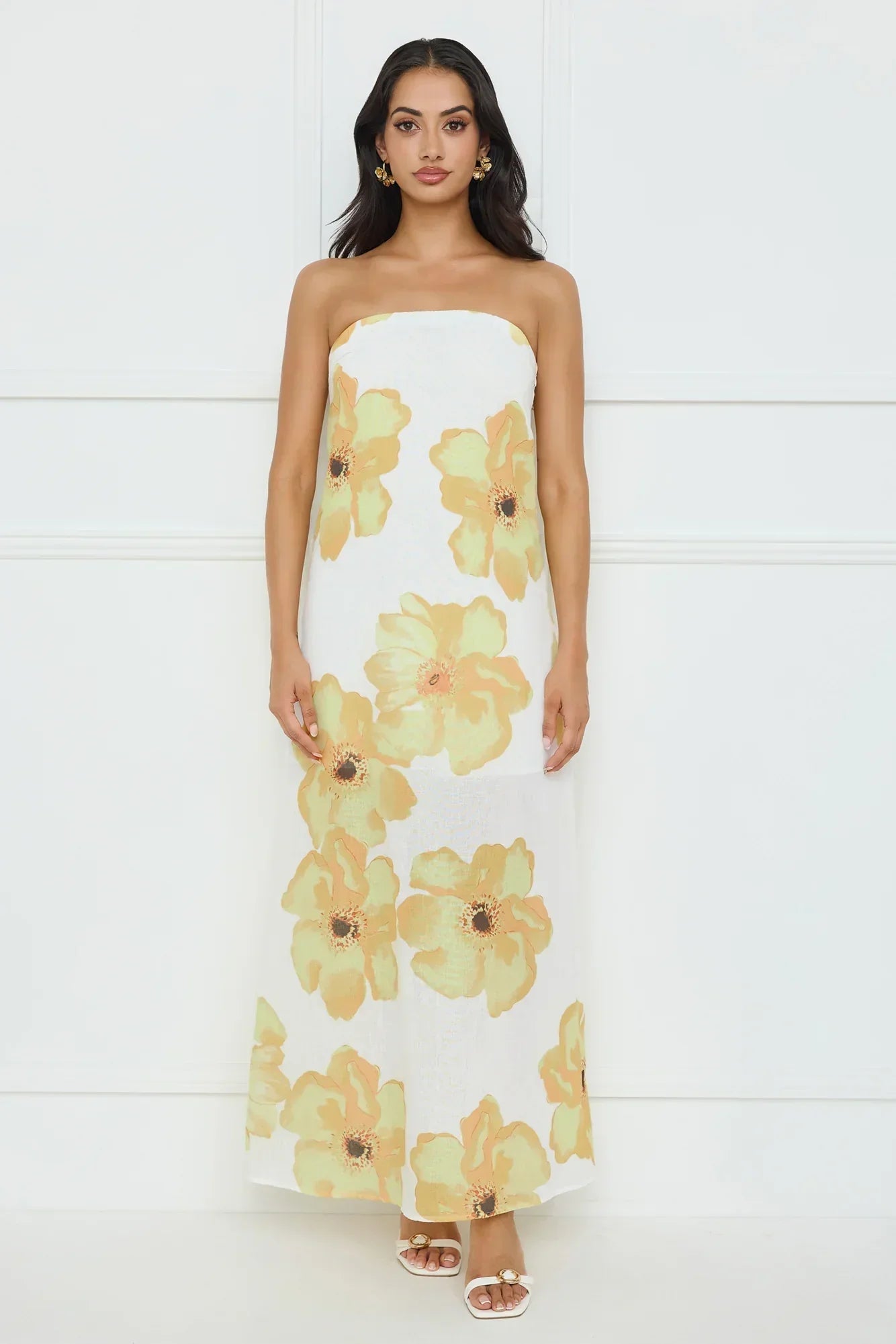 Sunlight’S Embrace Strapless Maxi Dress Yellow