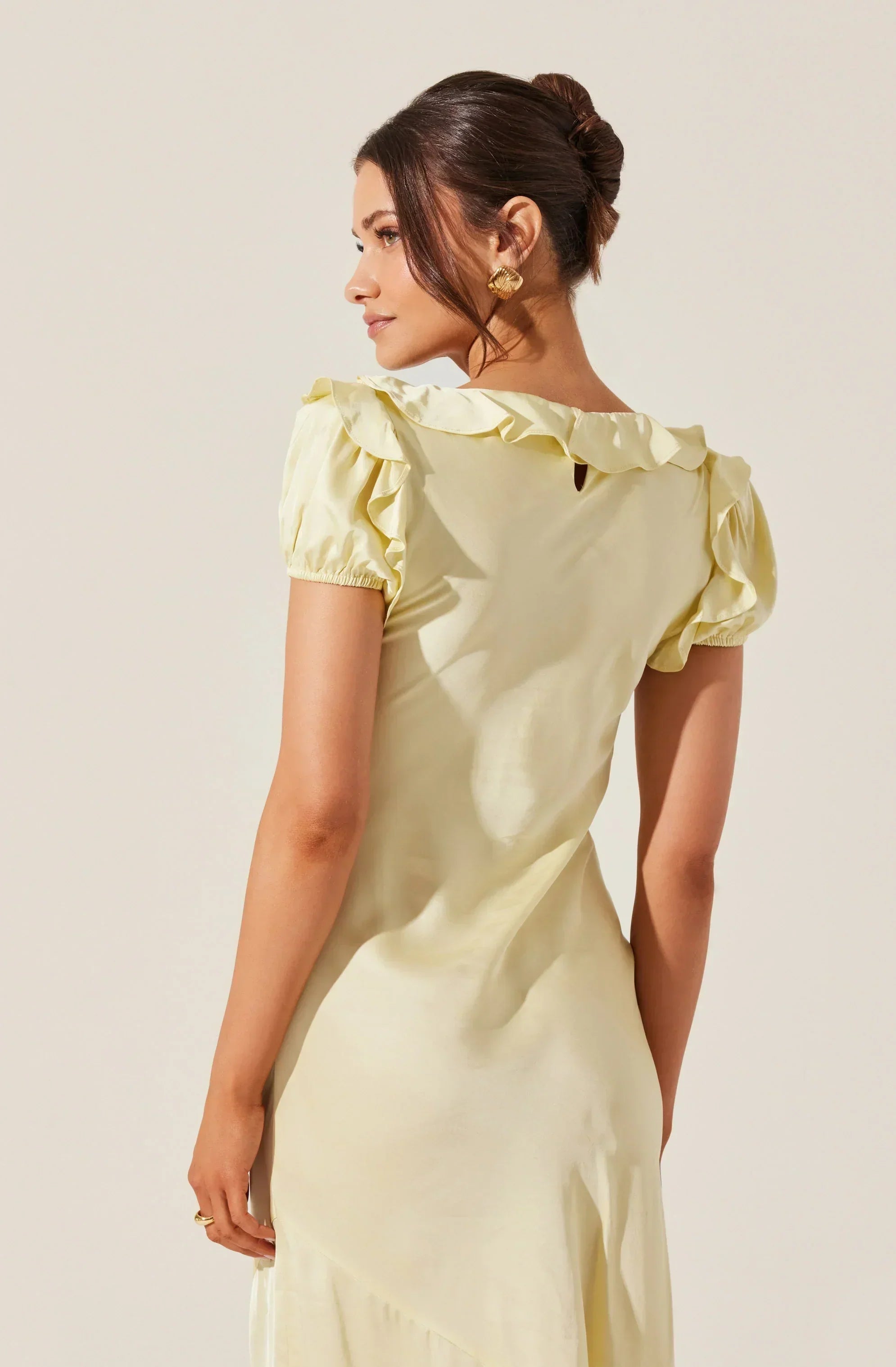 Auden Satin Ruffle Midi Dress