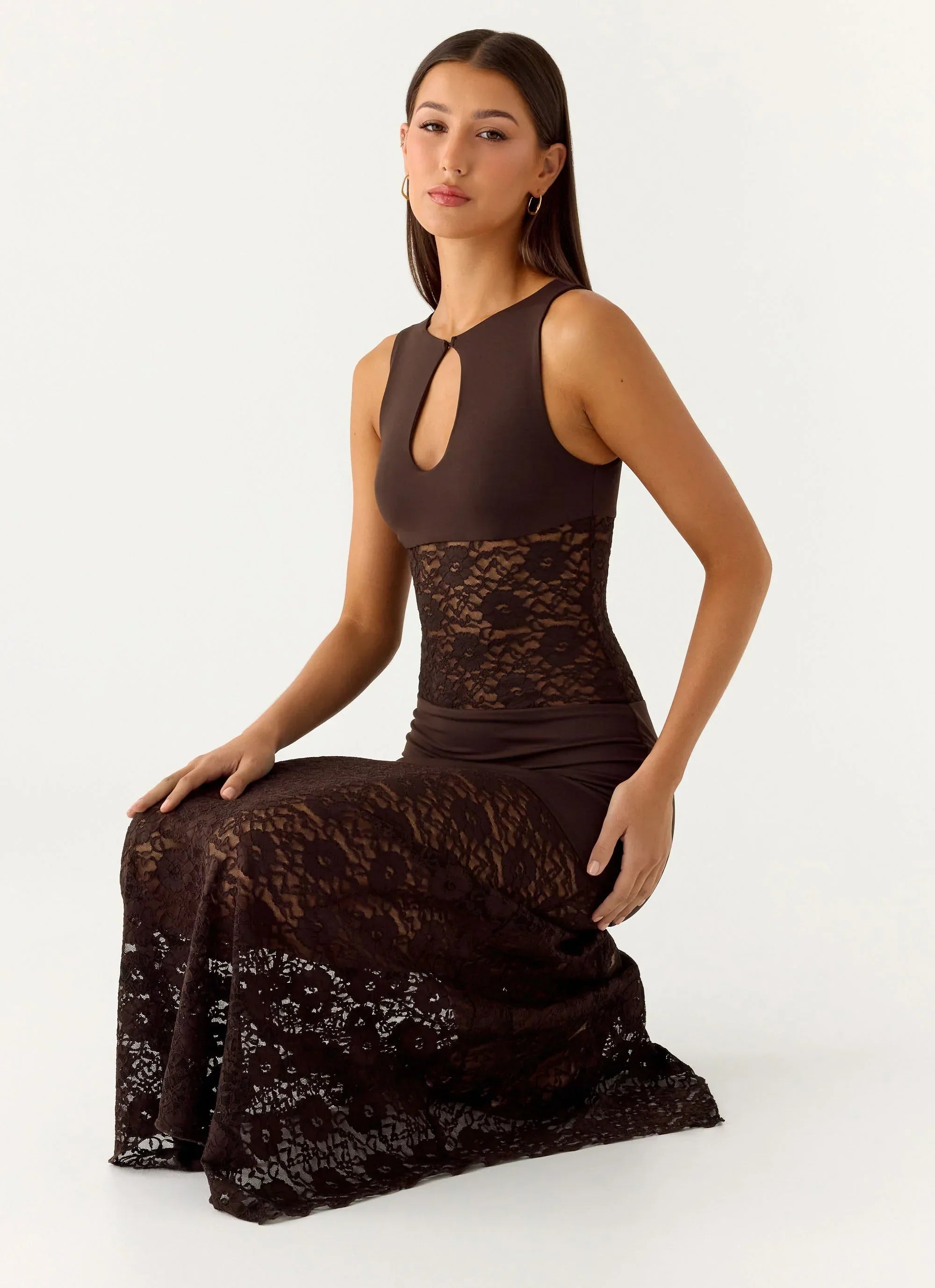 Koka Lace Maxi Dress - Cool Chocolate