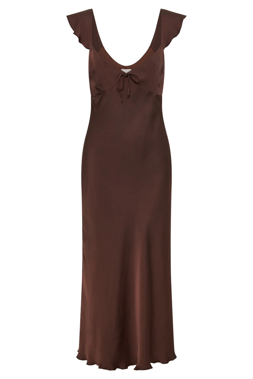 Chantal Short Sleeve Satin Midi Dress - Dark Chocolate