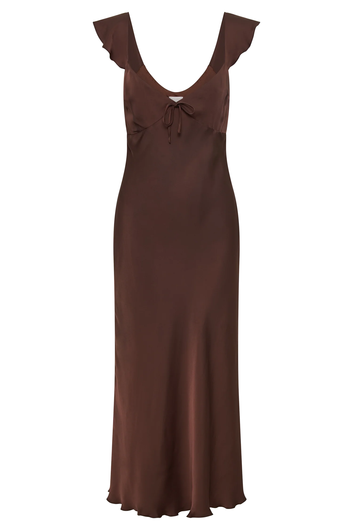 Chantal Short Sleeve Satin Midi Dress - Dark Chocolate