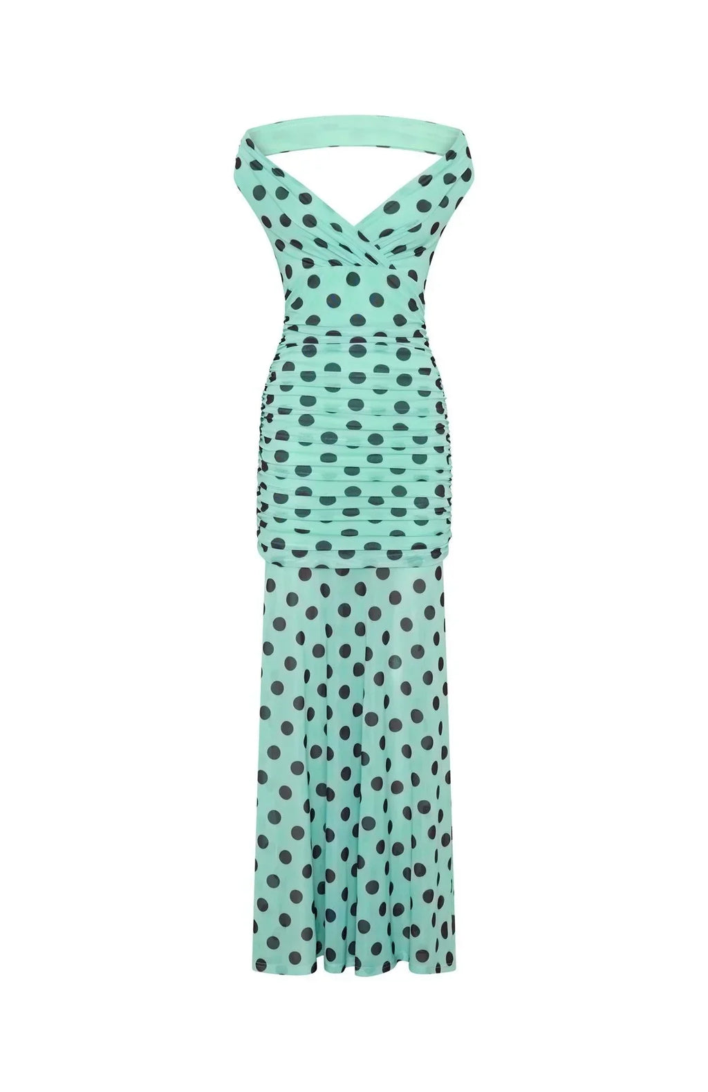 Aqua Polka Maxi Dress