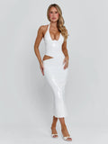 Evalee White Midi Dress