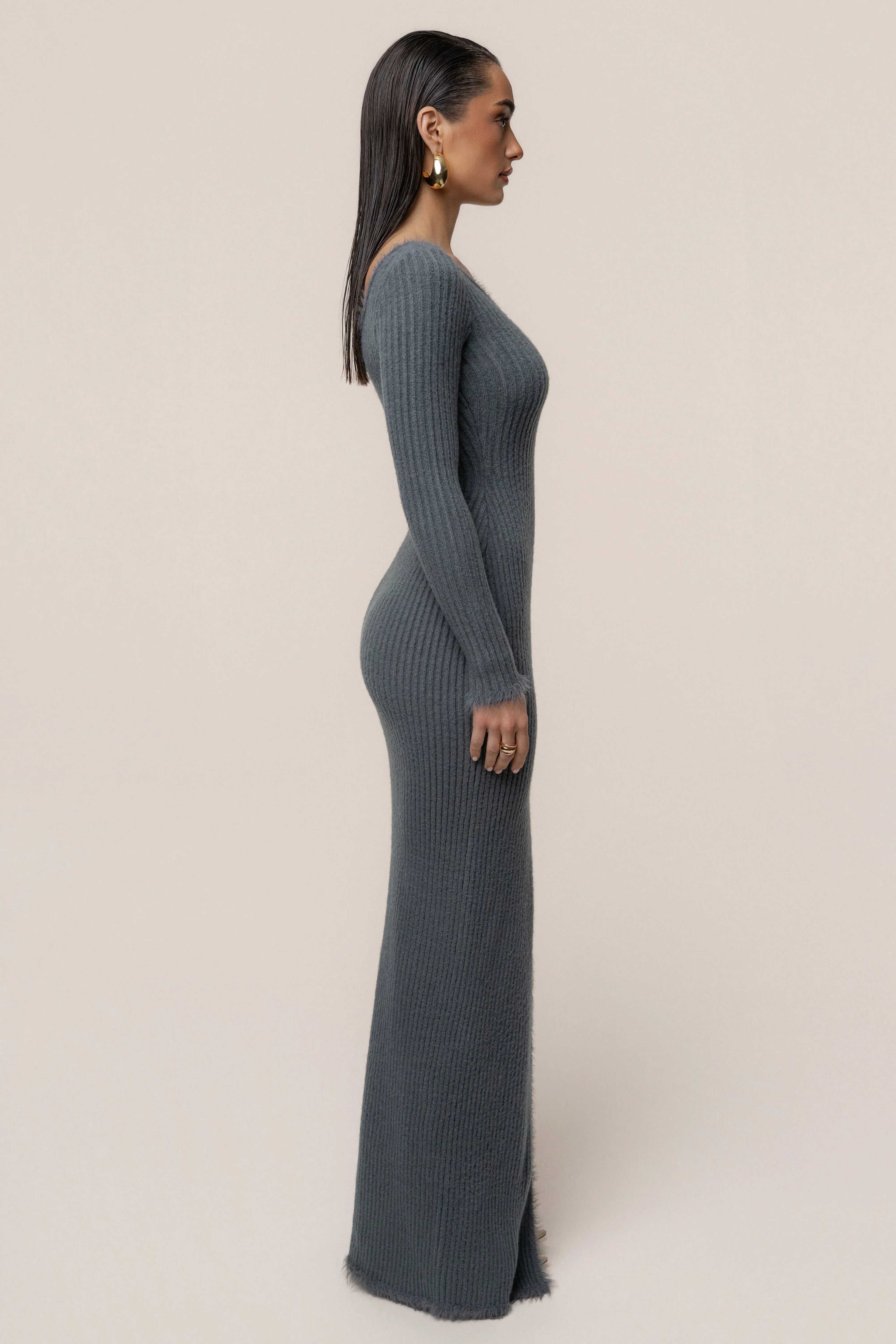 Alpine Elegance Slit Maxi Dress
