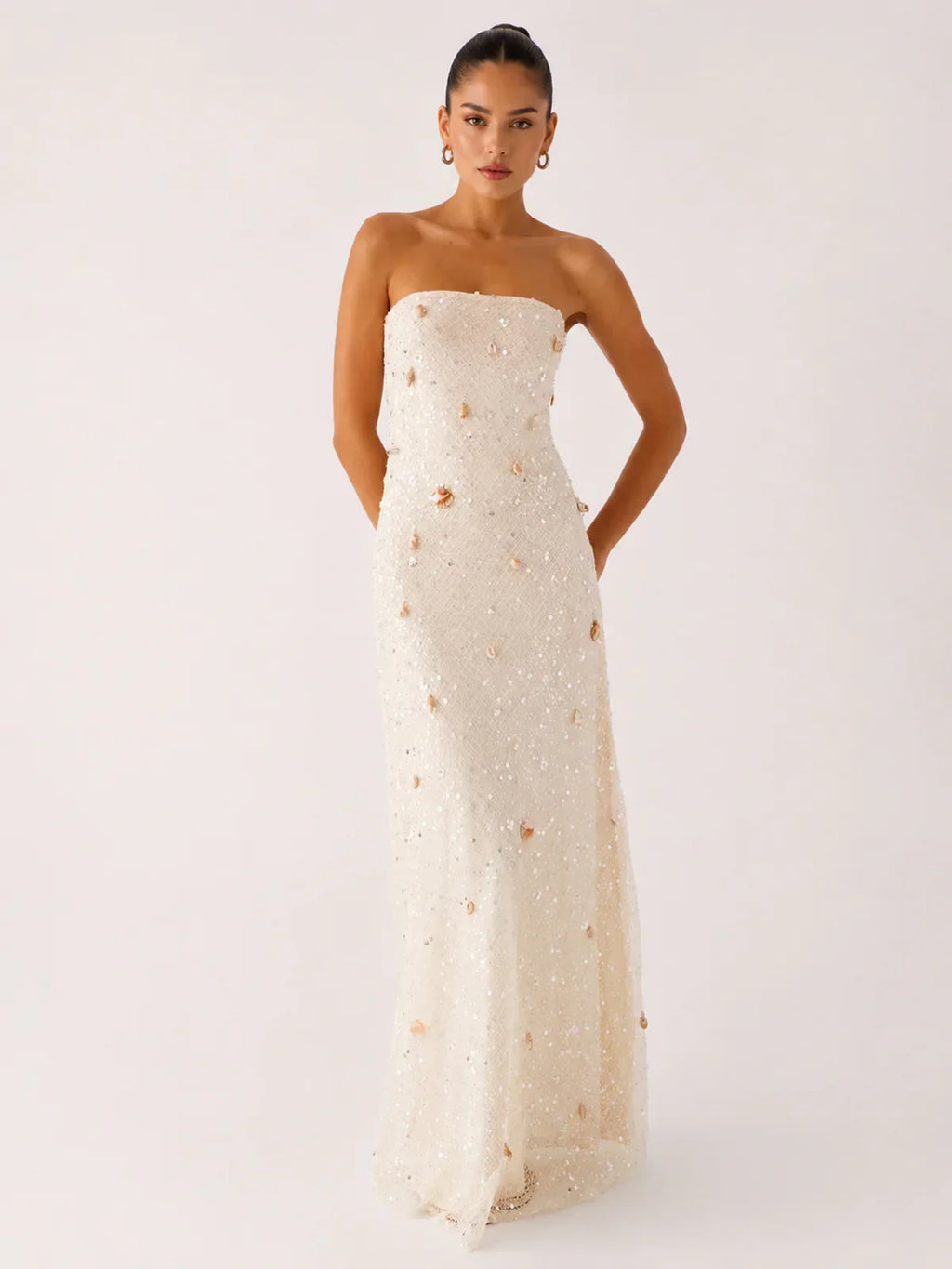 Orelli Shell Sequin Knit Maxi Dress - Ivory