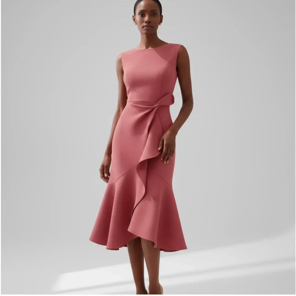 Iris Ruffle Midi Dress