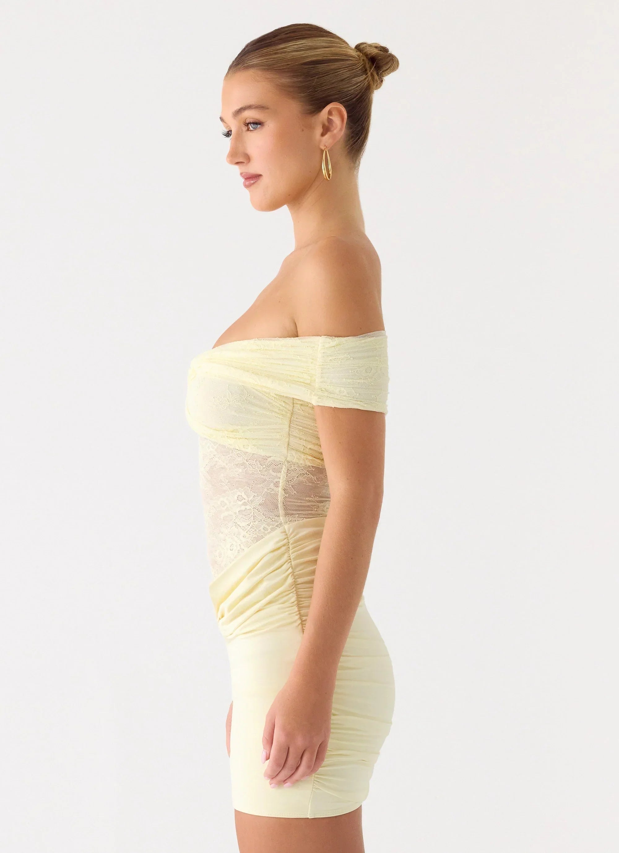 Either Way Off Shoulder Mini Dress Yellow