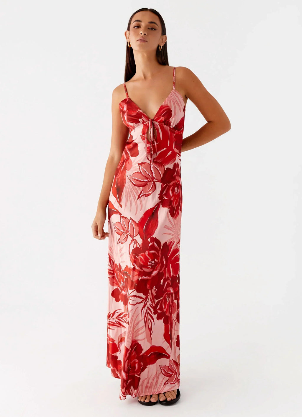 Flora Satin Maxi Dress - Sicily Sunsets Print