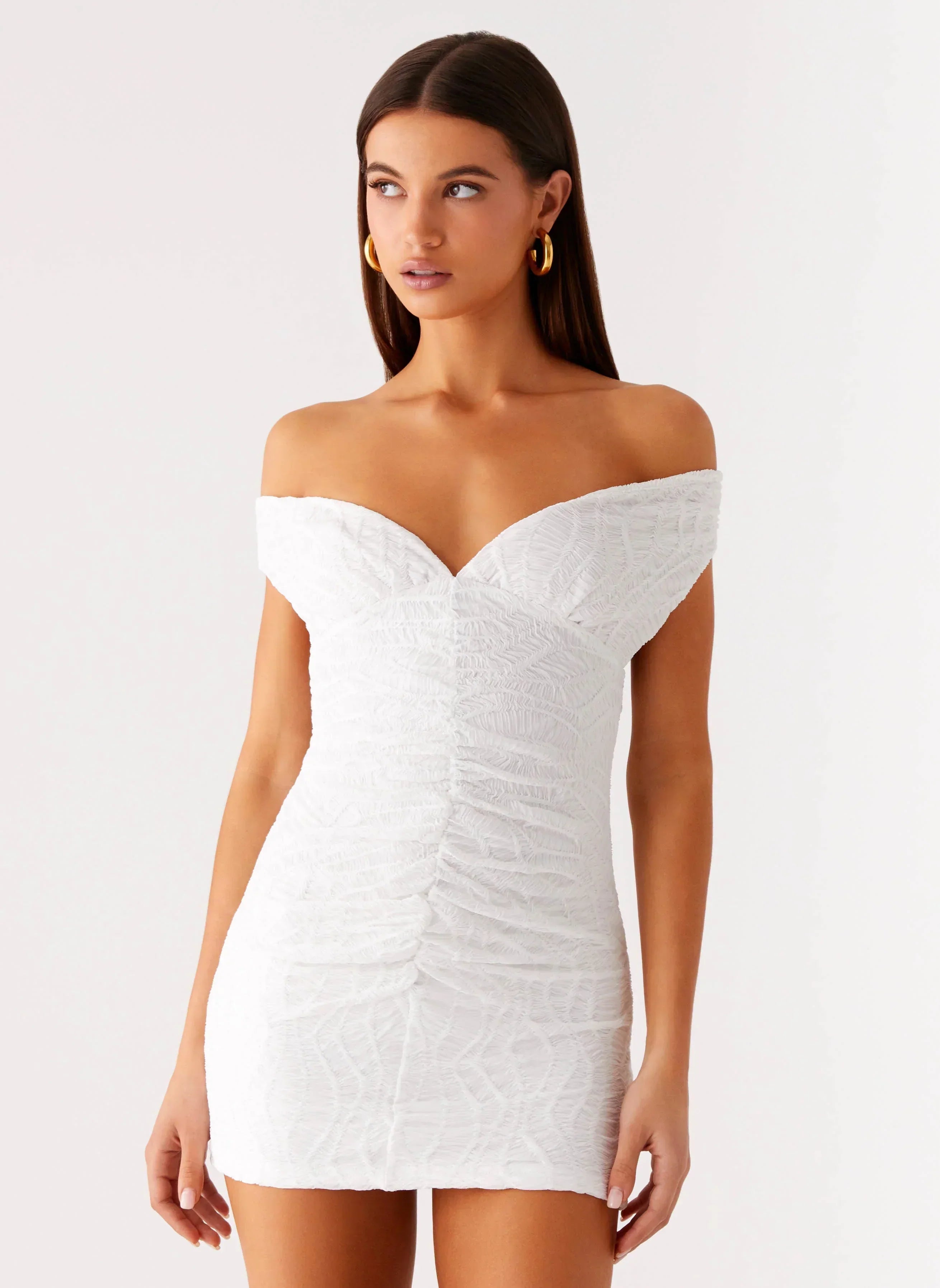 Takoda Off Shoulder Mini Dress - White