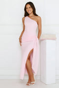 Tidal Dream One Shoulder Maxi Dress Pink