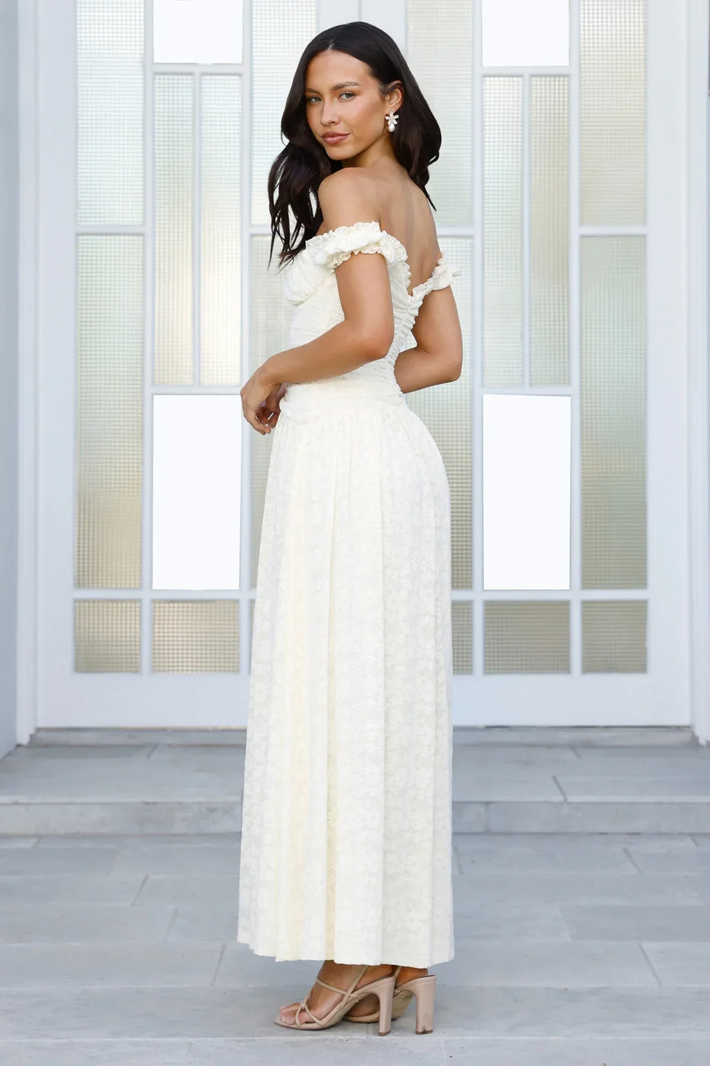 Soft Serve Off Shoulder Maxi Dress Yellow
