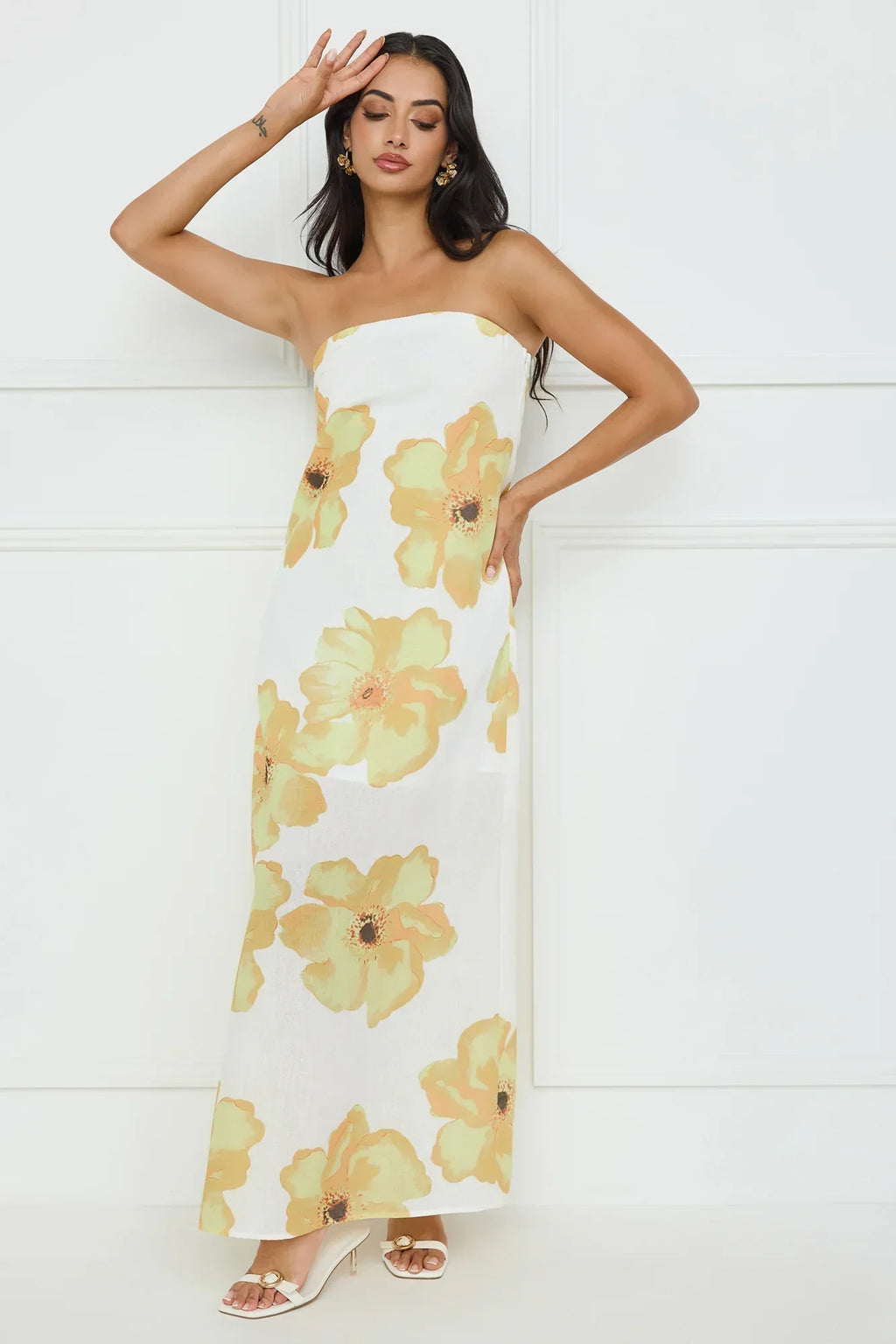 Sunlight’S Embrace Strapless Maxi Dress Yellow