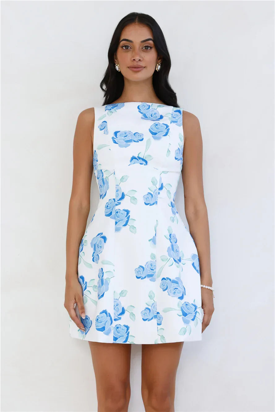 Rosy Horizon Mini Dress Blue
