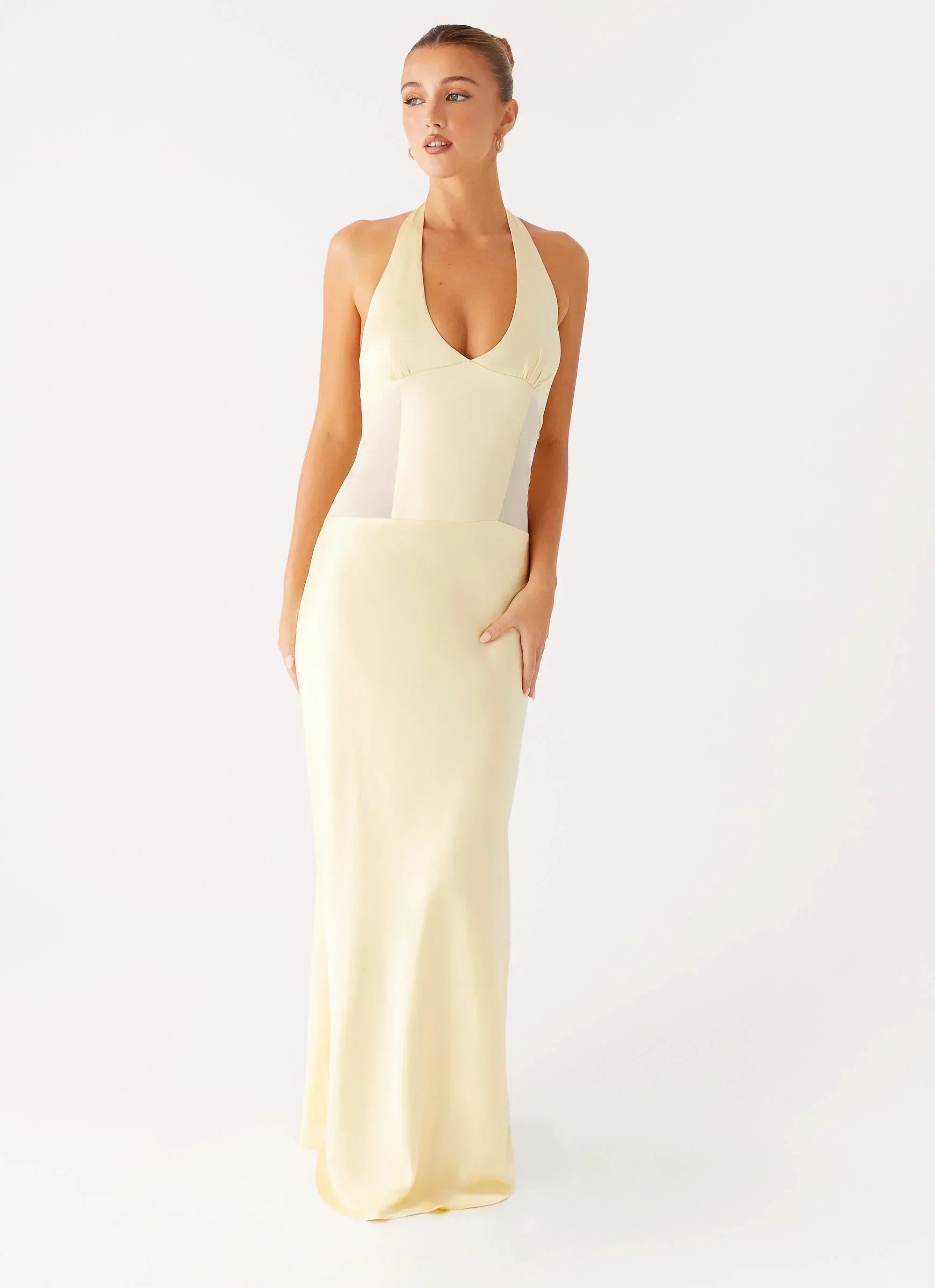 Ambre Mesh Panel Maxi Dress - Yellow