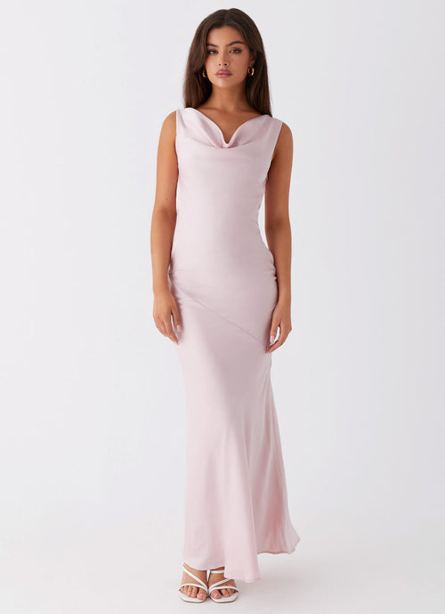Be Mine Satin Maxi Dress - Mauve Pink