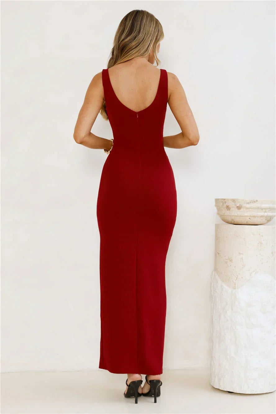 Starlit Grace Maxi Dress Burgundy