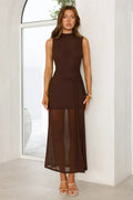Dazzle Me Darling Mesh Maxi Dress Brown