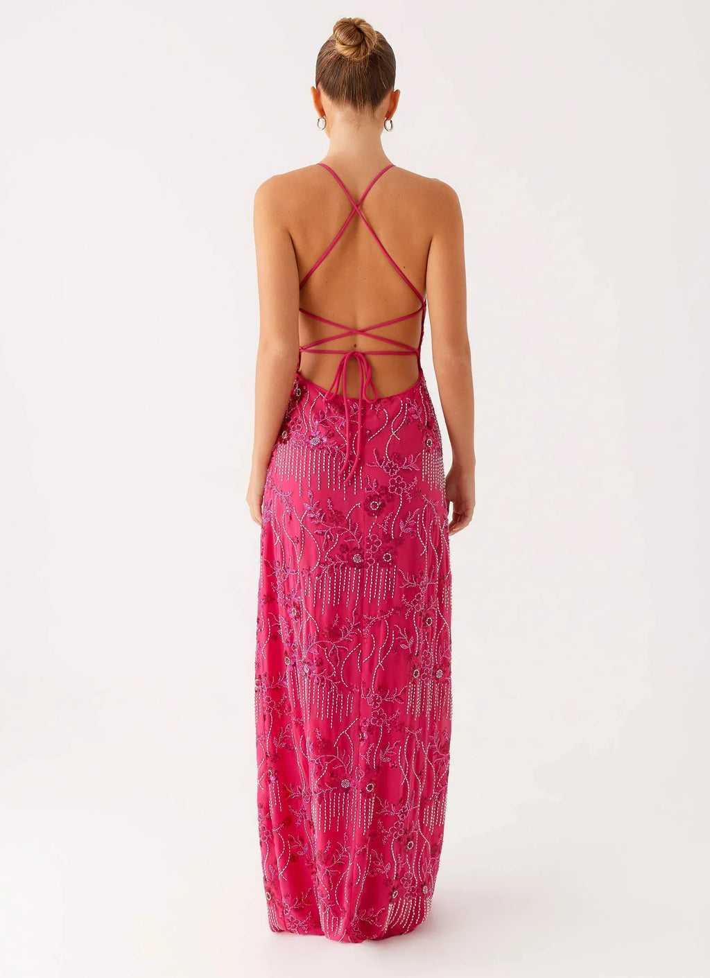 Vietta Sequin Cami Maxi Dress - Fuchsia
