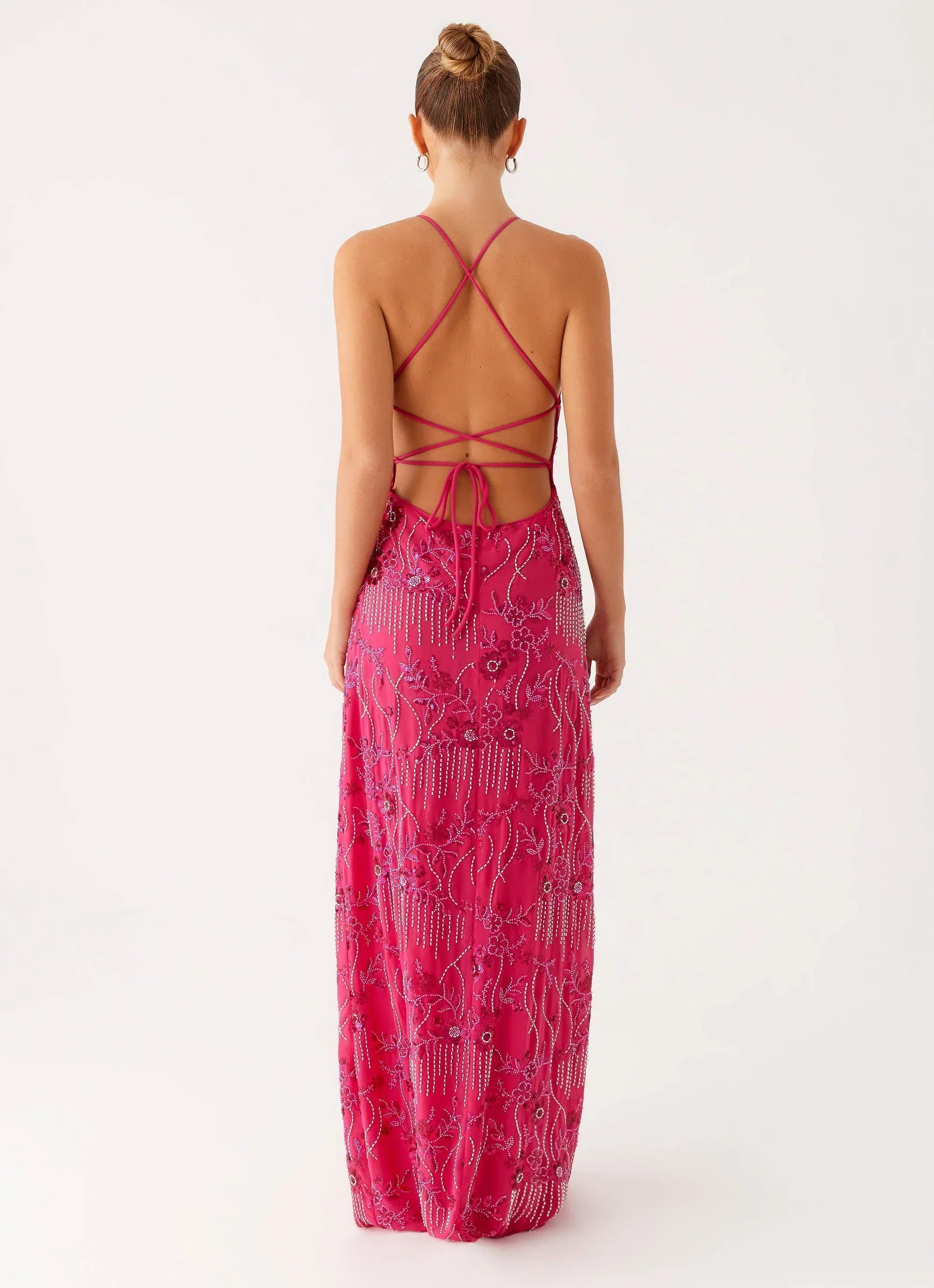Vietta Sequin Cami Maxi Dress - Fuchsia