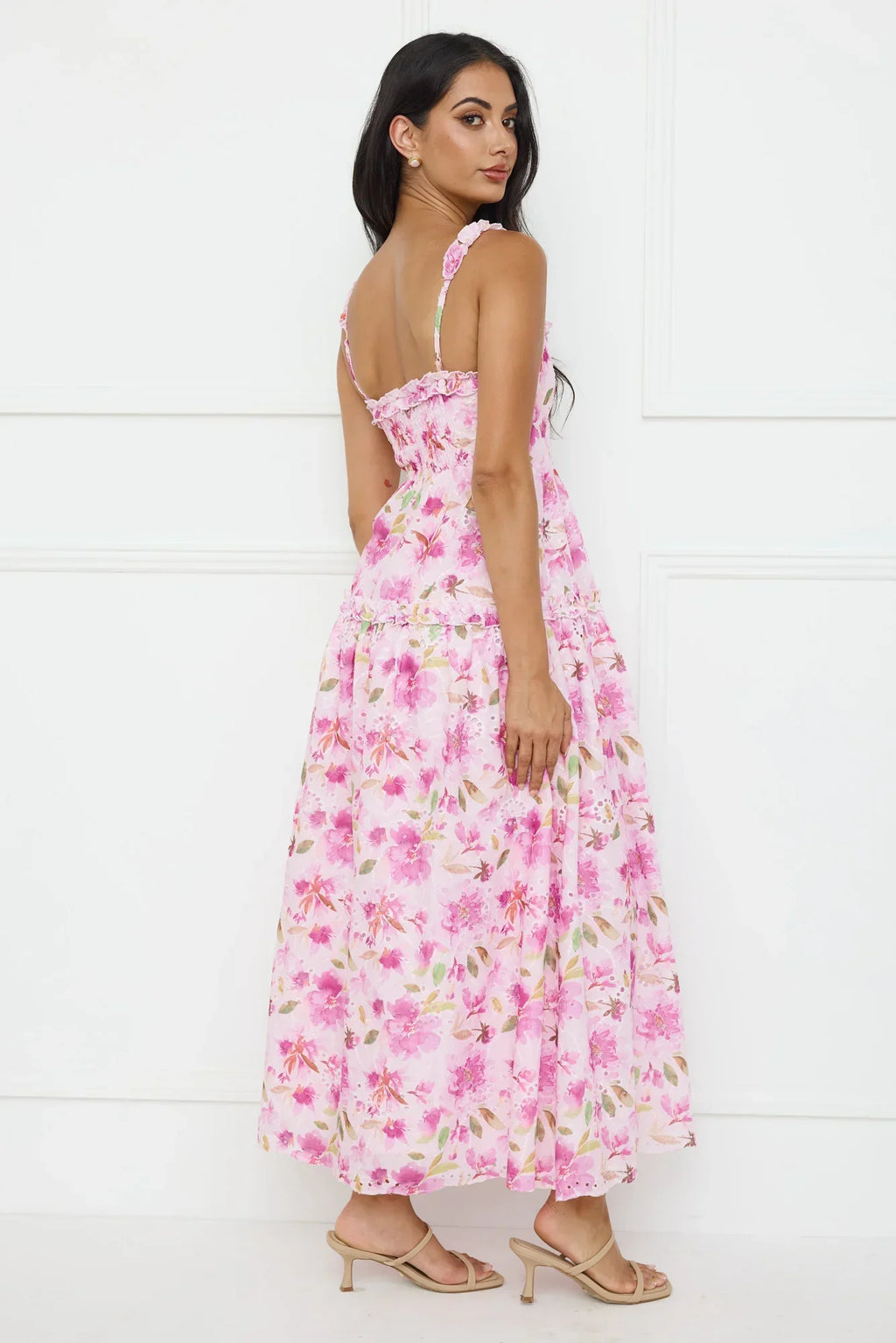Ballet Bloom Embroidered Maxi Dress Pink