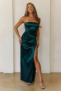 Soulmate Magic Strapless Satin Maxi Dress Green