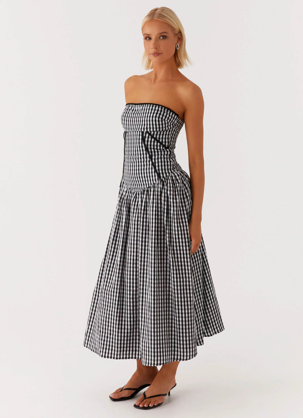 Larnie Midi Dress - Black Gingam