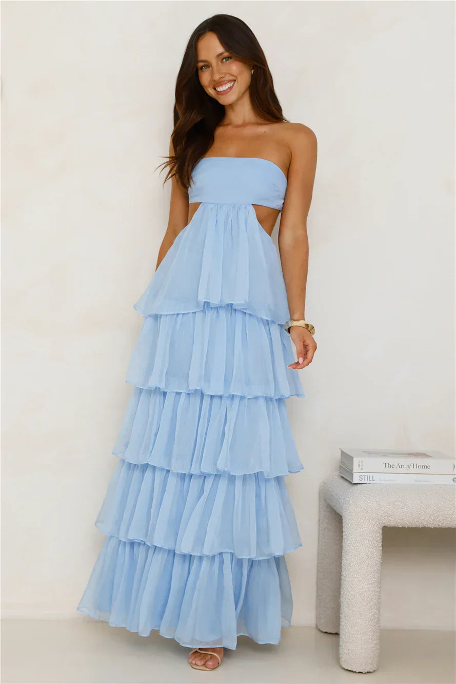 Hello Molly Luxe Mode Strapless Maxi Dress Blue