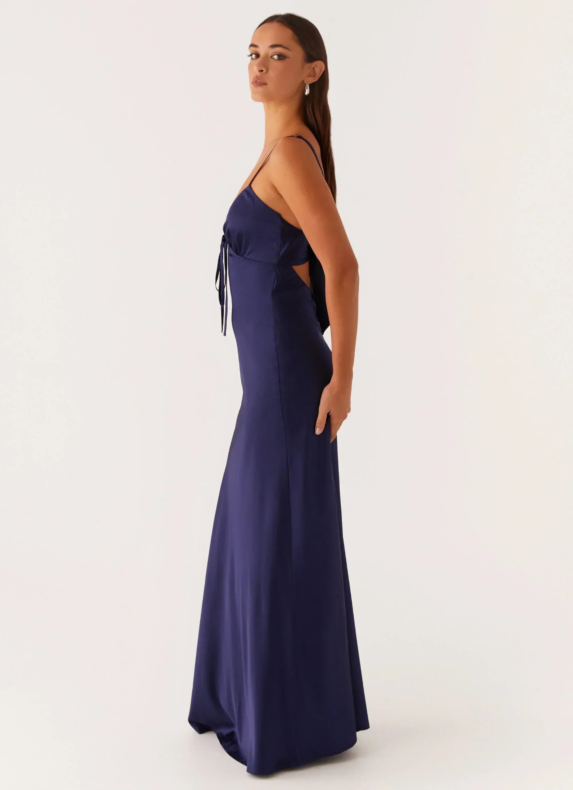 Flora Satin Maxi Dress - Navy