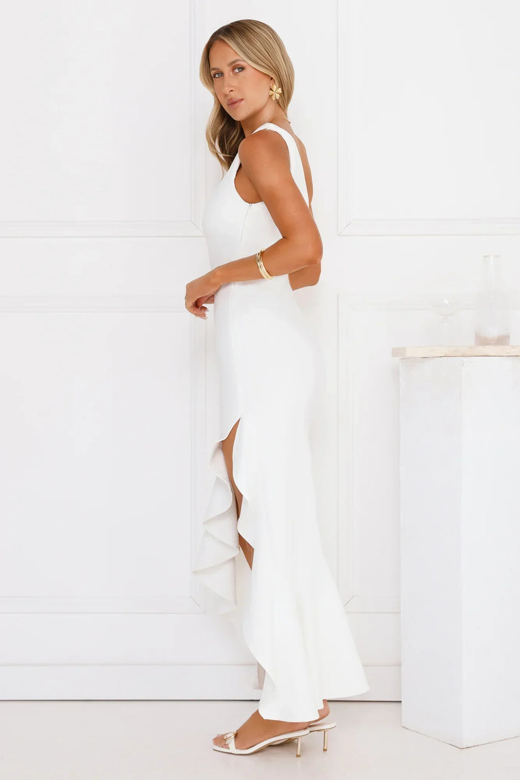 Go To Girl One Shoulder Maxi Dress White
