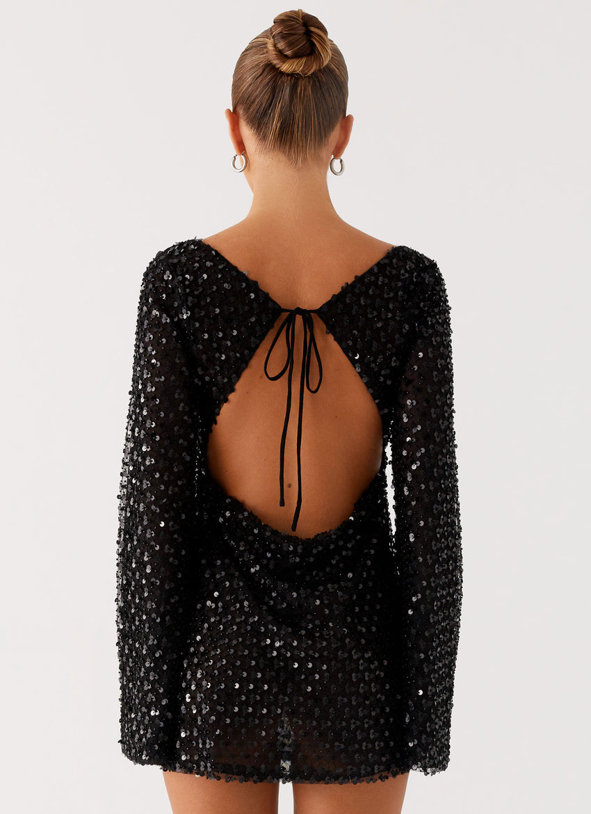 Edessa Sequin Mini Dress - Black