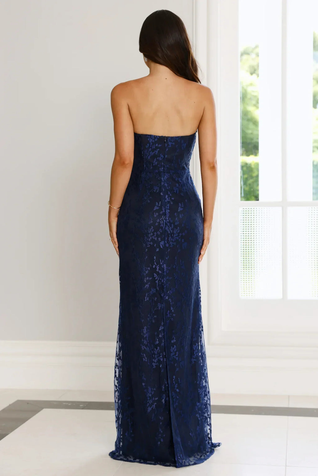 Wedded Wonders Strapless Maxi Dress Navy