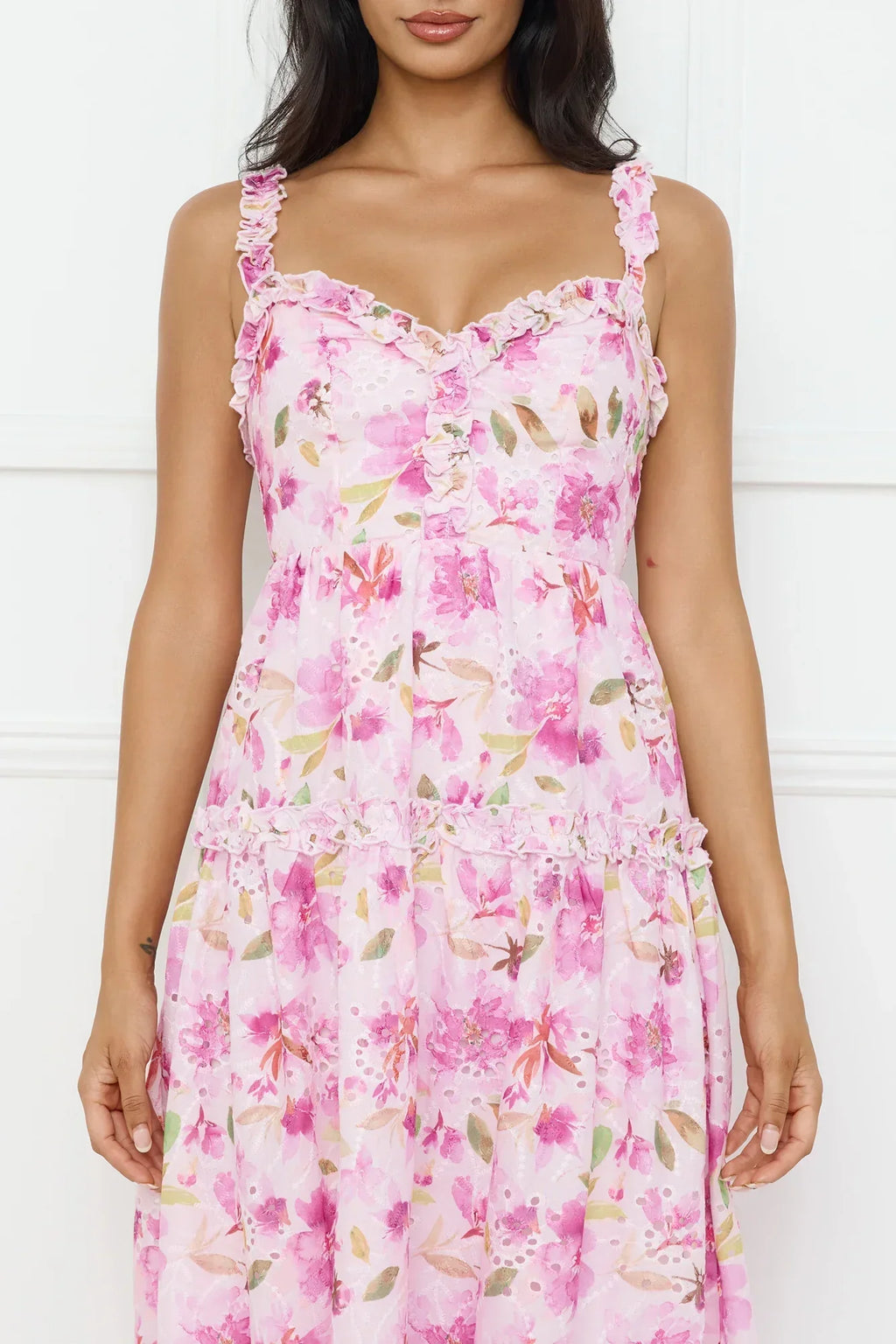 Ballet Bloom Embroidered Maxi Dress Pink