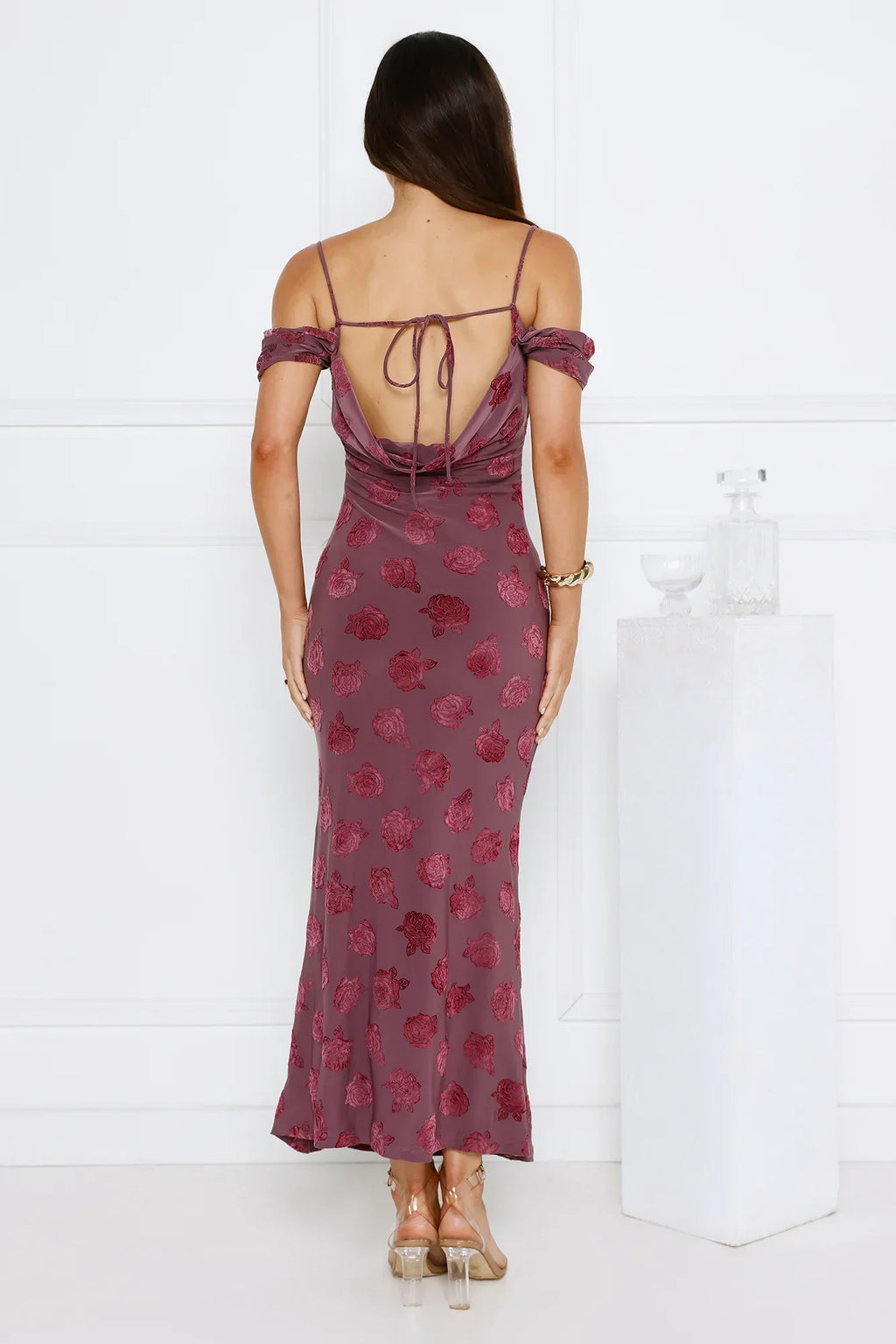 Petal Kiss Off Shoulder Maxi Dress Purple