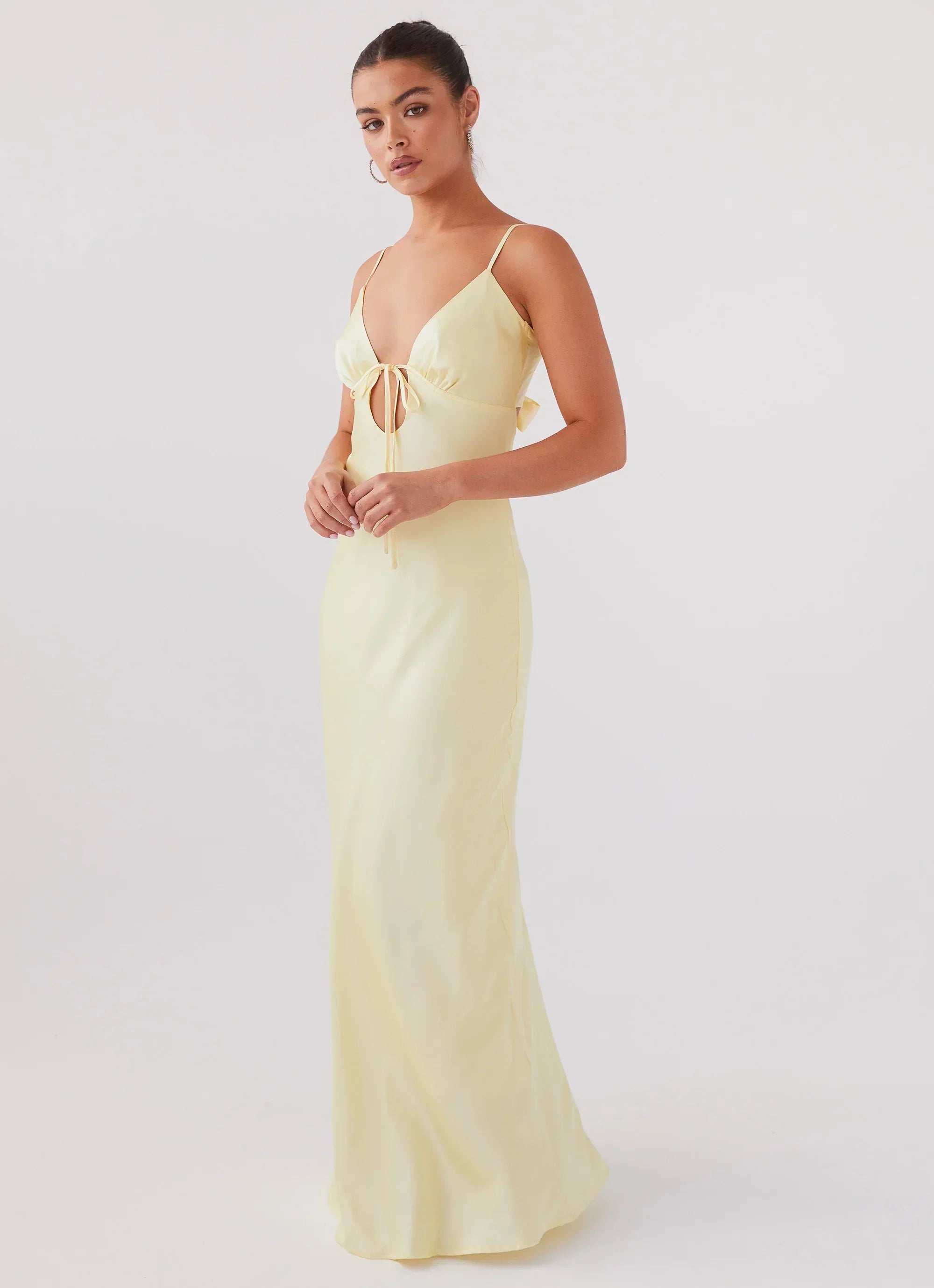 Flora Satin Maxi Dress - Lemon