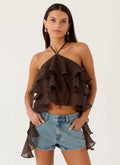 Inna Frill Halter Top - Chocolate