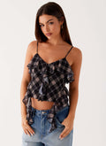 Jessie Cami Top - Taupe Check