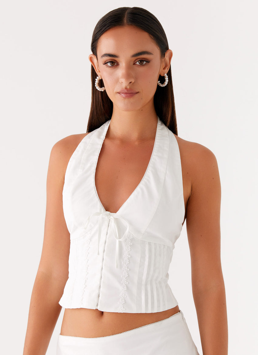 Mavis Halter Top - White