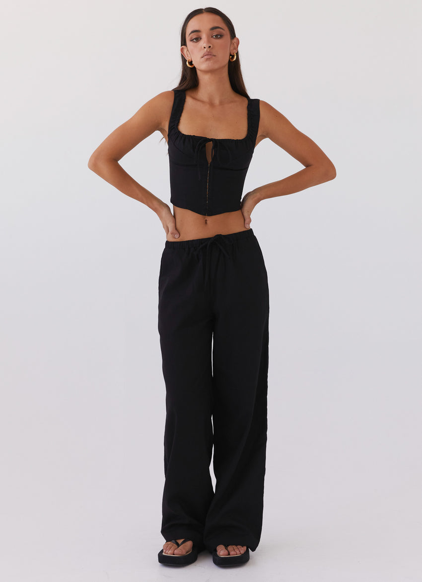 Fresh Face Linen Pants - Black