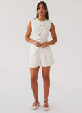 Born For Bordeaux Linen Shorts - White