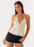 Sweet Obsessions Beaded Halter Top - Ivory