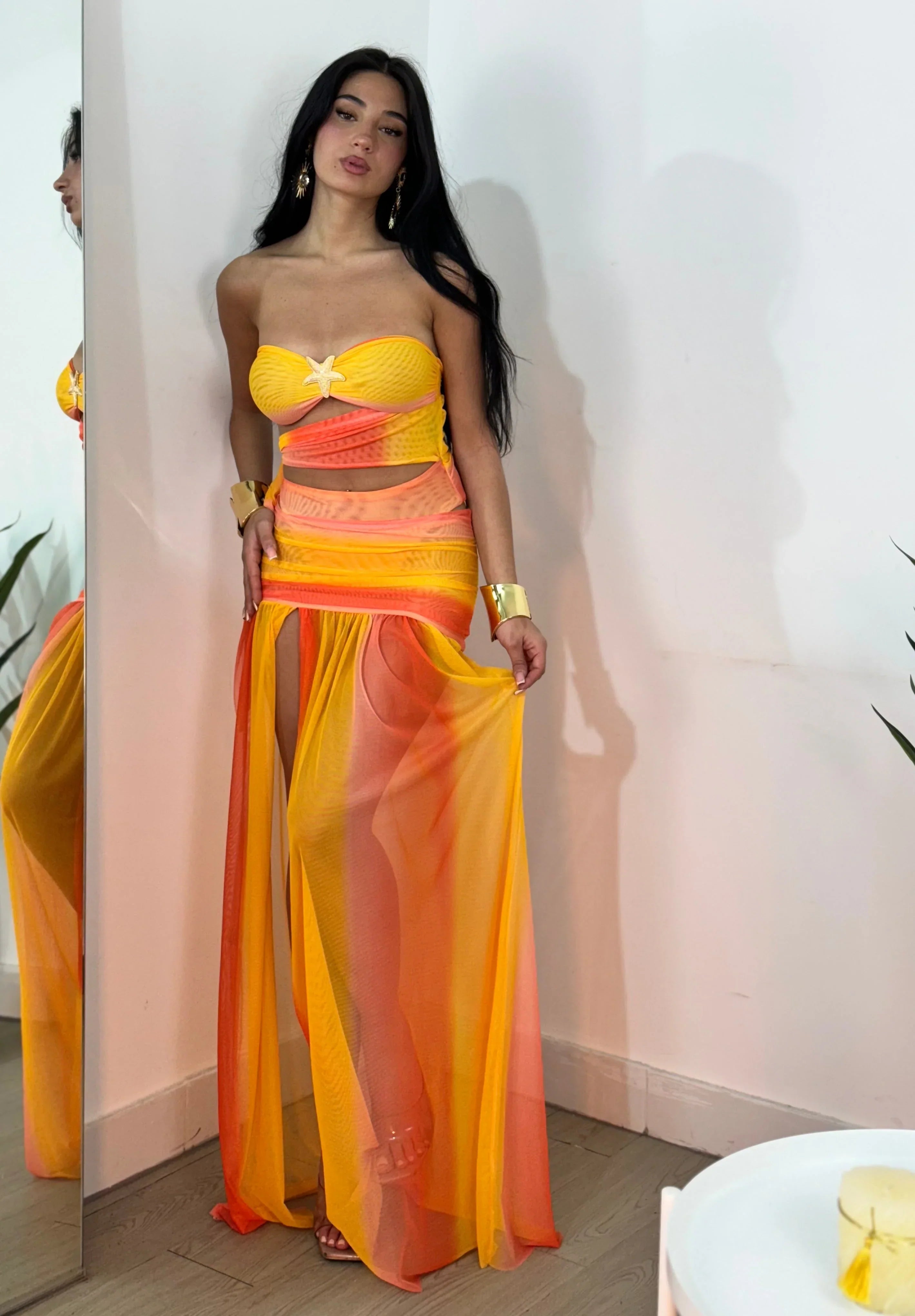 Talia Mesh Set Maxi Dress