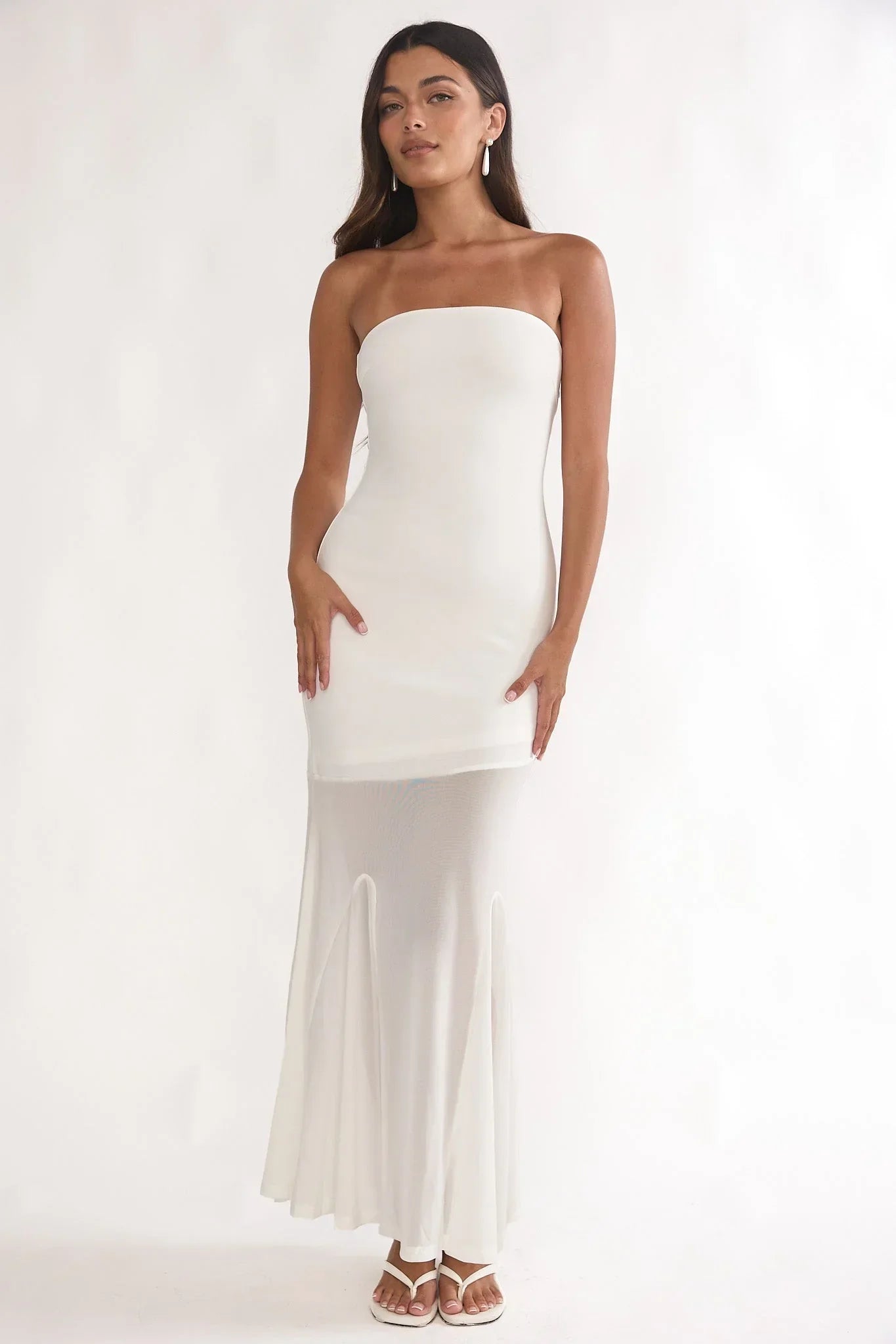 Calluna Strapless Maxi Dress White