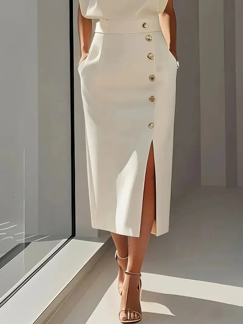 Lisandra Button Midi Dress