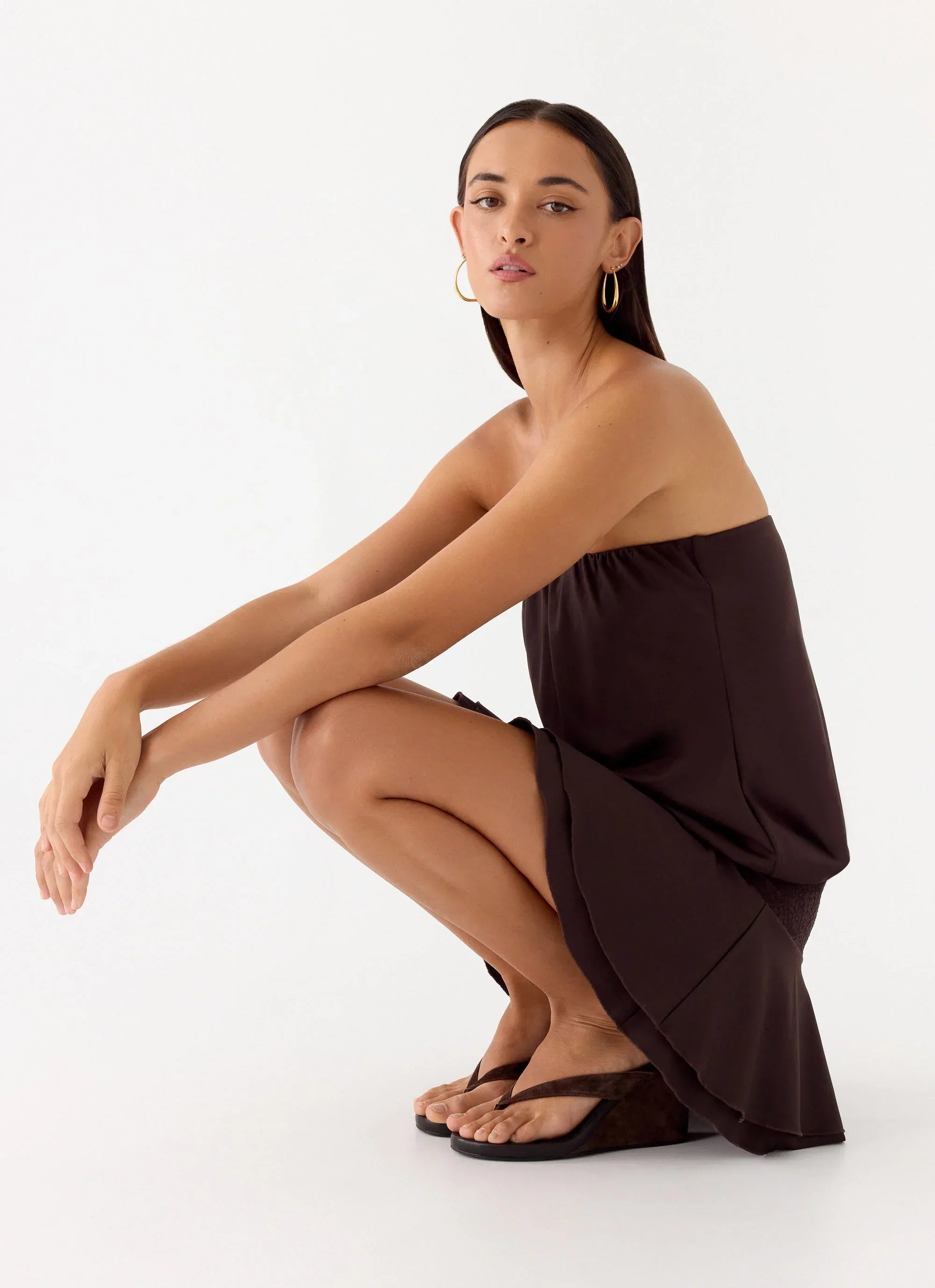 Noreen Strapless Mini Dress Brown