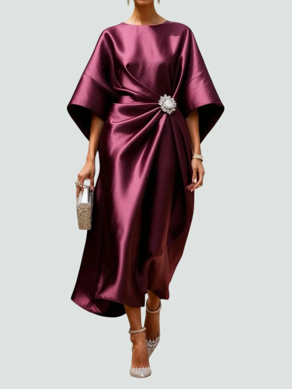 Alessandra Satin Midi Dress