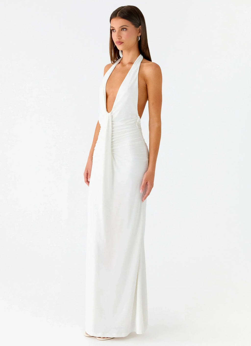 Cheyenne Halter Neck Maxi Dress - Ivory