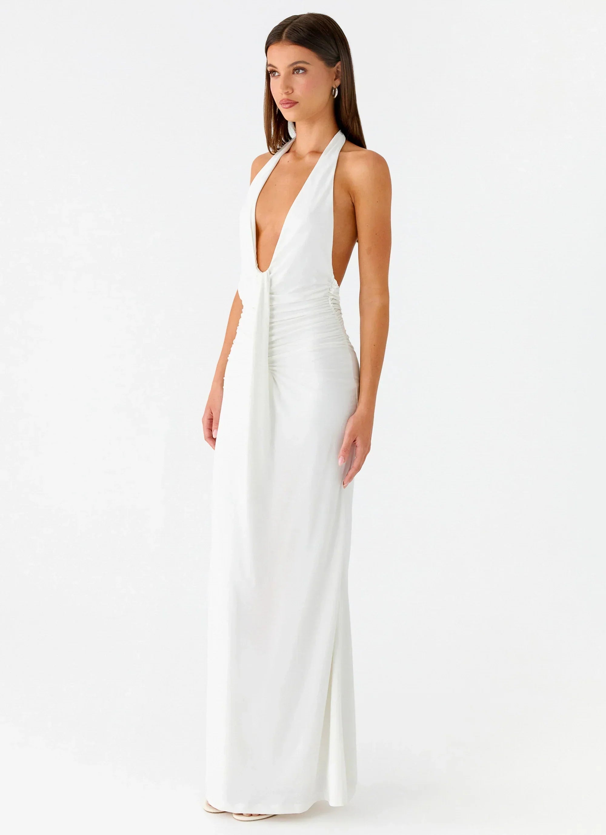 Cheyenne Halter Neck Maxi Dress - Ivory
