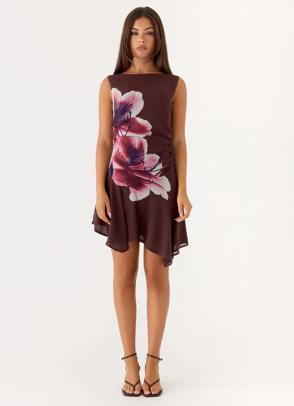 Maris Asymmetrical Mini Dress Burgundy