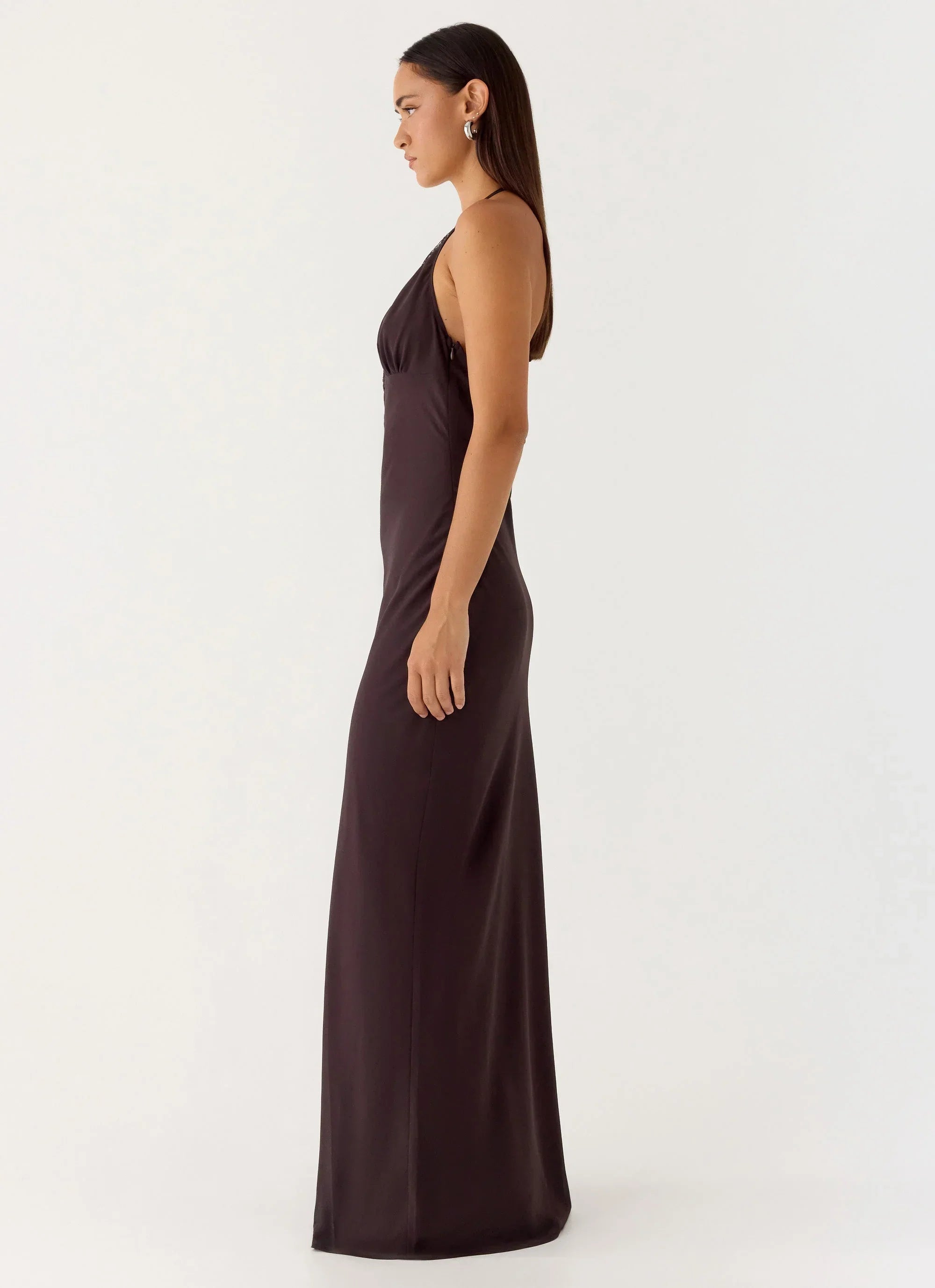 Indya Halter Maxi Dress Chocolate