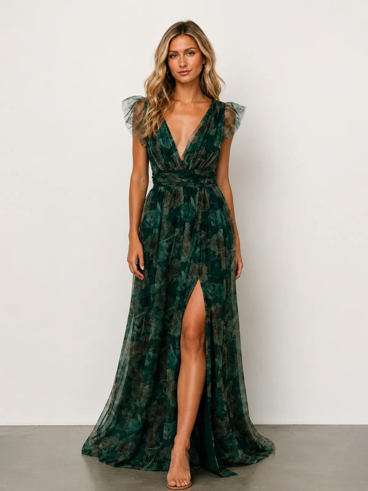 Carmine Maxi Dress | Green Floral